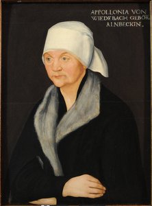 クラナッハ、ルーカス、ザ・エルダー（1472-1553）による「アポロニア・フォン・ヴィーデバッハの肖像」。木に油彩、約1524年。寸法。38.7 x 28.7 cmドレスデン国立美術コレクション