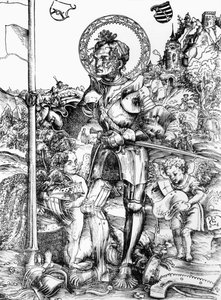 セント・ジョージ（木版）（モノクロ写真 作： Lucas the Elder Cranach