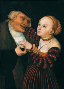 老人と若い女性（Der Alte und das Madchen）』1530年頃（油彩・キャンバス 作： Lucas the Elder Cranach