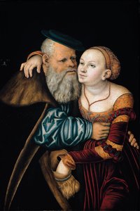 ミスマッチなカップル（油彩・パネル 作： Lucas the Elder Cranach
