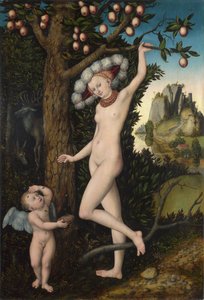 ヴィーナスとキューピッド 1525年頃（木に油彩 作： Lucas the Elder Cranach