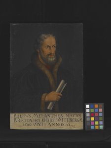 フィリップ・メランヒトンの肖像（木に油彩） 作： Lucas the Younger Cranach