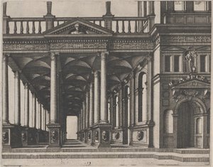 コリント式の柱に支えられたオープン ホール 作： Lucas van Doetechum and Johannes