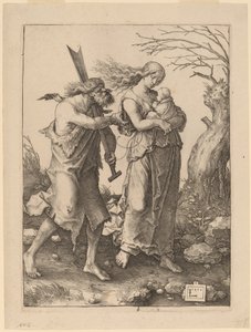 楽園から追放された後のアダムとイブ 作： Lucas van Leyden
