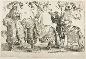 アハズ、ヒゼキヤ、マナセ、プレート 4、「イスラエルの十二王」より 作： Lucas van Leyden