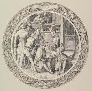 1509年、循環情熱によるとげのある戴冠式のキリスト。 作： Lucas van Leyden