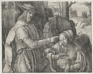 聖マグダラのマリアに現れる庭師としてのキリスト 作： Lucas van Leyden
