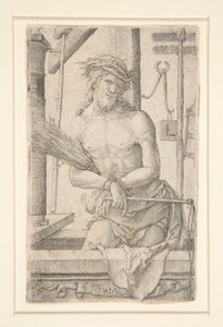 受難の道具を携えた悲しみの人としてのキリスト 作： Lucas van Leyden