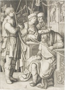 サウルの前でハープを弾くダビデ 作： Lucas van Leyden