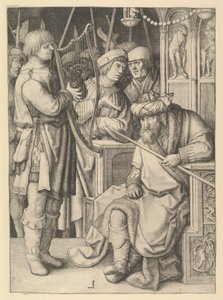 サウルの前でハープを弾くダビデ 作： Lucas van Leyden