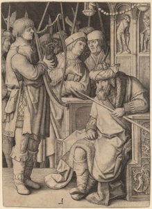 サウルの前でハープを弾くダビデ 作： Lucas van Leyden
