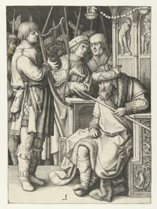 ダビデはサウロのために竪琴を弾く 作： Lucas van Leyden