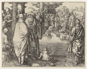 ヨルダン川でのキリストの洗礼 作： Lucas van Leyden