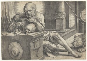 書斎の聖ヒエロニムス 作： Lucas van Leyden