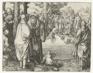 ヨルダン川でのキリストの洗礼 作： Lucas van Leyden