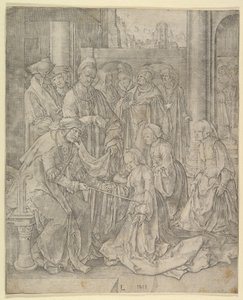 アハシュエロスの前のエステル、1518年。 作： Lucas van Leyden