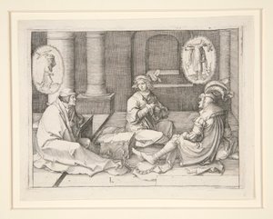 監獄で夢を解釈するヨセフ (創世記 40:5-19) 作： Lucas van Leyden