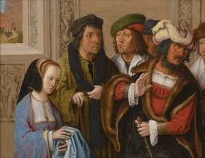 ポティファルの妻がジョセフスの衣服を飾る1512 作： Lucas van Leyden
