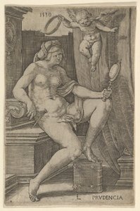 プルーデンス、シリーズ「七つの美徳」、1530年。 作： Lucas van Leyden