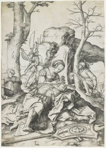 サムソンとデリラ』1508年頃 作： Lucas van Leyden