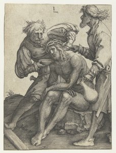 兵士たちはキリストに飲み物を与える 作： Lucas van Leyden