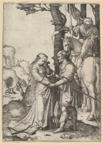 プリンセスを解放するセントジョージ、ca。 1508。 作： Lucas van Leyden