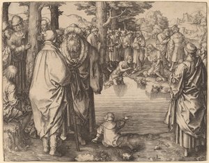 ヨルダン川でのキリストの洗礼 作： Lucas van Leyden