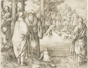 ヨルダン川でのキリストの洗礼 作： Lucas van Leyden