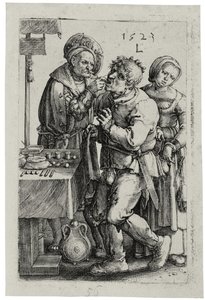歯科医、1523年 作： Lucas van Leyden