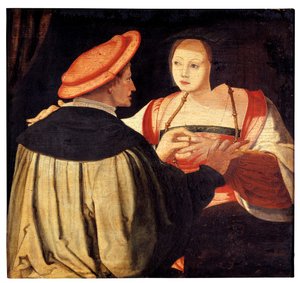 O noivado (óleo sobre painel) 作： Lucas van Leyden
