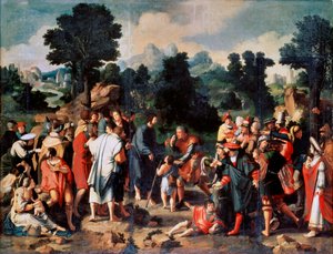 ジェリコの盲人の治癒、中央パネル、1531年。 作： Lucas van Leyden