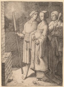 松明を持った男と馬鹿に追われる女 作： Lucas van Leyden