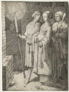 トーチを持つ男と愚か者が続く女c。 1508。 作： Lucas van Leyden