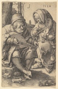 ミュージシャン、1524年。 作： Lucas van Leyden
