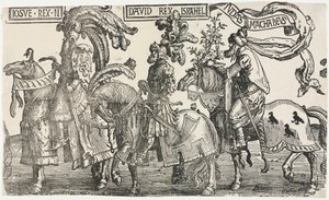 9人の英雄: ジョシュア、デビッド、ユダス・マカビーズ 作： Lucas van Leyden