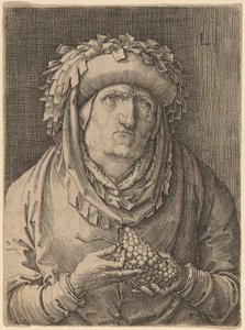 ブドウを持つ老婆 作： Lucas van Leyden