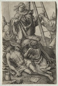 情熱：十字架からの降下、1511年。 作： Lucas van Leyden