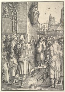 バスケットに入った詩人のヴァージル、1512年。 作： Lucas van Leyden
