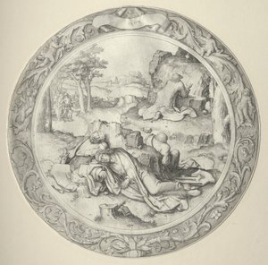 ラウンドパッション：ゲッセマネのキリスト（園の苦悩） 作： Lucas van Leyden