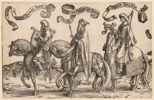 イスラエルの12人の王：デビッド、ソロモン、レホボアム、1515〜1517年。 作： Lucas van Leyden