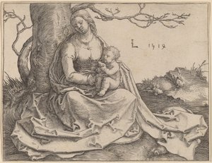 木の下に座る聖母 作： Lucas van Leyden