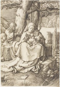 聖母子と二人の天使 作： Lucas van Leyden