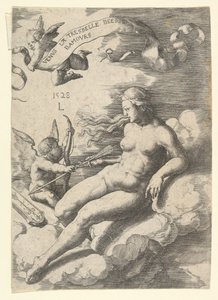 金星とキューピッド、1528年。 作： Lucas van Leyden
