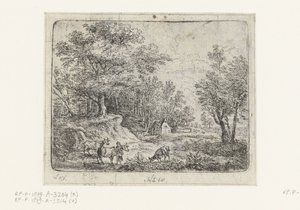 3頭の牛と女性のいる風景 小さな風景（シリーズタイトル） 作： Lucas van Uden