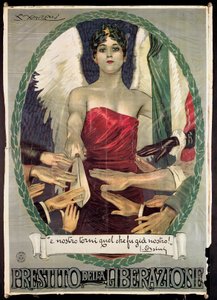 イタリアの第一次世界大戦の借用書のポスター 作： Luciano Achille Mauzan