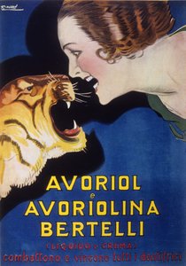 歯磨き粉AvoriolとAvoriolina Bertelli（1920年代から1930年代の広告）。Lucien Achille Mauzan (1883 - 1952)によるイラスト。