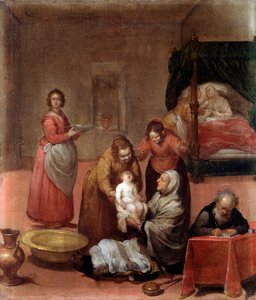 洗礼者ヨハネ誕生図 ルチアーノ・ボルツォーネ（1590-1645） 17世紀 ストラーダ・ヌォーヴァ美術館（元パラッツォ・ビアンコ） 遺伝子 作： Luciano Borzone