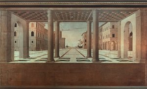 ルチアーノ・ラウラーナ (1420-1479) による理想的な眺め。 作： Luciano Laurana