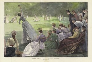 Lady Cricketers: A Good Catch (カラー彫刻)