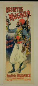 「Absinthe Mugnier」を宣伝するポスターの複製 作： Lucien Lefevre